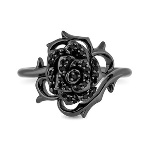 Anello Gotico Scuro con Rosa Spinosa, Gioiello da Dito Unico e Alla Moda per Donne - Product Image 4