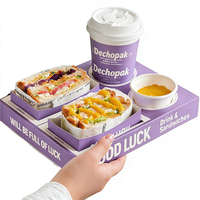 Emballage personnalisé pour sandwichs biodégradables, boîte en carton jetable de qualité alimentaire avec motifs colorés