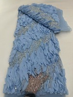 NI.AI Tissu de luxe en dentelle perlée à paillettes Tissu pour robe de mariée en dentelle à pompons avec perles
