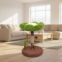 Arbre à chat classique tout-en-un en bois massif, écologique et peu encombrant, avec griffoir en sisal et lit pour chat en bois naturel, en carton