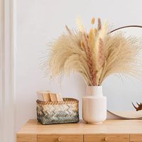 Dekorasi Rumah Pernikahan Boho Bunga Bola Emas Desain Baru, Bulu Abu-abu Putih Kering, Kecil dan Lembut, untuk Hari Ibu & Wisuda