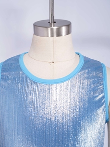 Kids Shiny Metallic Jazz <b>Dance</b> Streetwear Style Crop Top and Jogger <b>Pants</b> Relaxed Fit 2 Piece Set for Girls Custom Stage Shows - Product Image 3