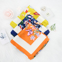 Bandanas pour cheveux imprimées de fleurs, nouvelle mode, 70*70CM, petit foulard carré en soie