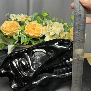 <span class=keywords><strong>Teschi</strong></span> di dinosauro ossidiana di nuovo Design con testa di ossidiana di cristallo naturale artigianato nero <span class=keywords><strong>teschi</strong></span> di dinosauro per la decorazione - Product Image 5