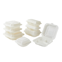 Boîte à lunch jetable biodégradable en amidon de maïs, conteneur alimentaire en plastique à clapet en amidon de maïs pour plats à emporter