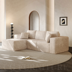Hiện đại l-hình dạng sofa cắt thoải mái vải to sợi Fluffy vuông chân không nén thoải mái đồ nội thất phòng khách nén ghế - Product Image 5