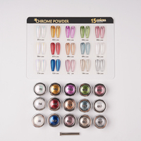 Nouveau design 15 couleurs de poudre chromée pour ongles avec boîte d'emballage