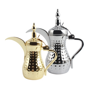 High Quality Mirror Polished <b>Silver</b> Gold Arabic Dallah Kettle Luxury Ramadan Gift Stainless Steel <b>Tea</b> Coffee Pot - Product Image 1