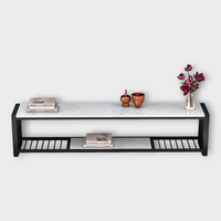 Mueble de TV de Lujo para Sala de Estar, Estructura de Hierro con Recubrimiento en Polvo, Soportes en Forma de L Modernos y Minimalistas, Muebles para el Hogar de Alta Calidad en Madera