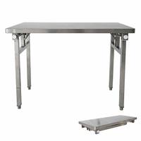 Table pliante en acier inoxydable de qualité commerciale, double pliage, 6 pieds, robuste, écologique, plan de travail rectangulaire pour restaurant