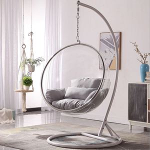 Chaise à bulles en acrylique transparent pivotante ronde à la mode avec support en <span class=keywords><strong>coussin</strong></span> argenté extérieur imperméable de haute qualité épais simple - Product Image 6