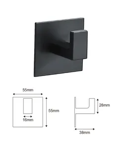 Tự dính khăn móc phòng tắm tường nhãn dán móc cửa quần áo móc áo Giá nhôm Robe móc nhà bếp khăn chủ màu đen