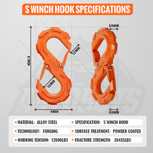 Gancho de Remolque en Forma de S AUTOBOTS, Gancho de Cabrestante de Alta Resistencia para Rescate Todoterreno, Liberación de Grillete de Cabrestante, Gancho de Remolque para Vehículos - Product Image 3