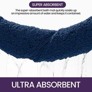 Alfombra de Baño Moderna de Microfibra Azul Marino de 40 x 60 cm, Antideslizante, Suave, Absorbente, Lavable a Máquina - Product Image 5