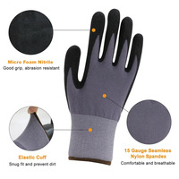 Gants de travail en nylon et spandex 15G, enduits de nitrile NBR micro-mousse, pour l'assemblage automobile de précision
