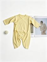 Combinaison Kimono à Manches Longues pour Nouveau-né Hidehanky, avec Boutons Latéraux et Nœud, en Tricot Pointelle, Pyjama pour Bébé, Vente en Gros