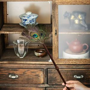 <span class=keywords><strong>Plumeau</strong></span> à manche en bambou naturel style rétro avec plumes de paon et d'autruche - Product Image 3