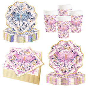 DAMAI New Design Tea Party Tableware Set with Luxurious <b>butterfly</b> Pattern Include Paper Plates Cups Napkins for 8 Guests - Product Image 5
