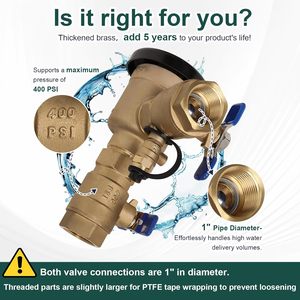 Ondaqua 1 Inch Brass Pressure Vacuum Breaker 400 Psi <b>Sprinkler</b> Backflow Preventer For Farm <b>Irrigation</b> Systems - Product Image 5