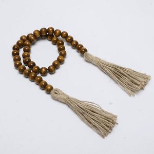 Guirlande de perles de bois marron rustique avec glands accessoires de décoration de Table de ferme pour décorations de Table de pièce centrale - Product Image 6