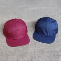 Casquettes vierges en gros personnalisables avec logo, en nylon, séchage rapide, imperméables, perforées au laser, pour la course et le camping, 5 panneaux