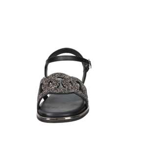 Valleverde Women's <b>Flat</b> Sandal Black 39 Rhinestone <b>Strap</b> <b>Ankle</b> Buckle - Product Image 3