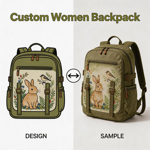 Custom Women <b>Backpack</b> <b>Floral</b> Print Square Shape Lightweight Daily Use Shoulder Strap Bohemian Style Polyester Material - Product Image 2