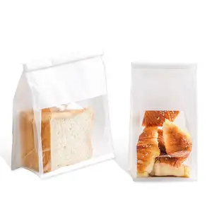 Custom Bakery paper Packaging bag Bread Loaf bagel Toast Brown Bakery Bread Paper Bags Kraft paper window bag