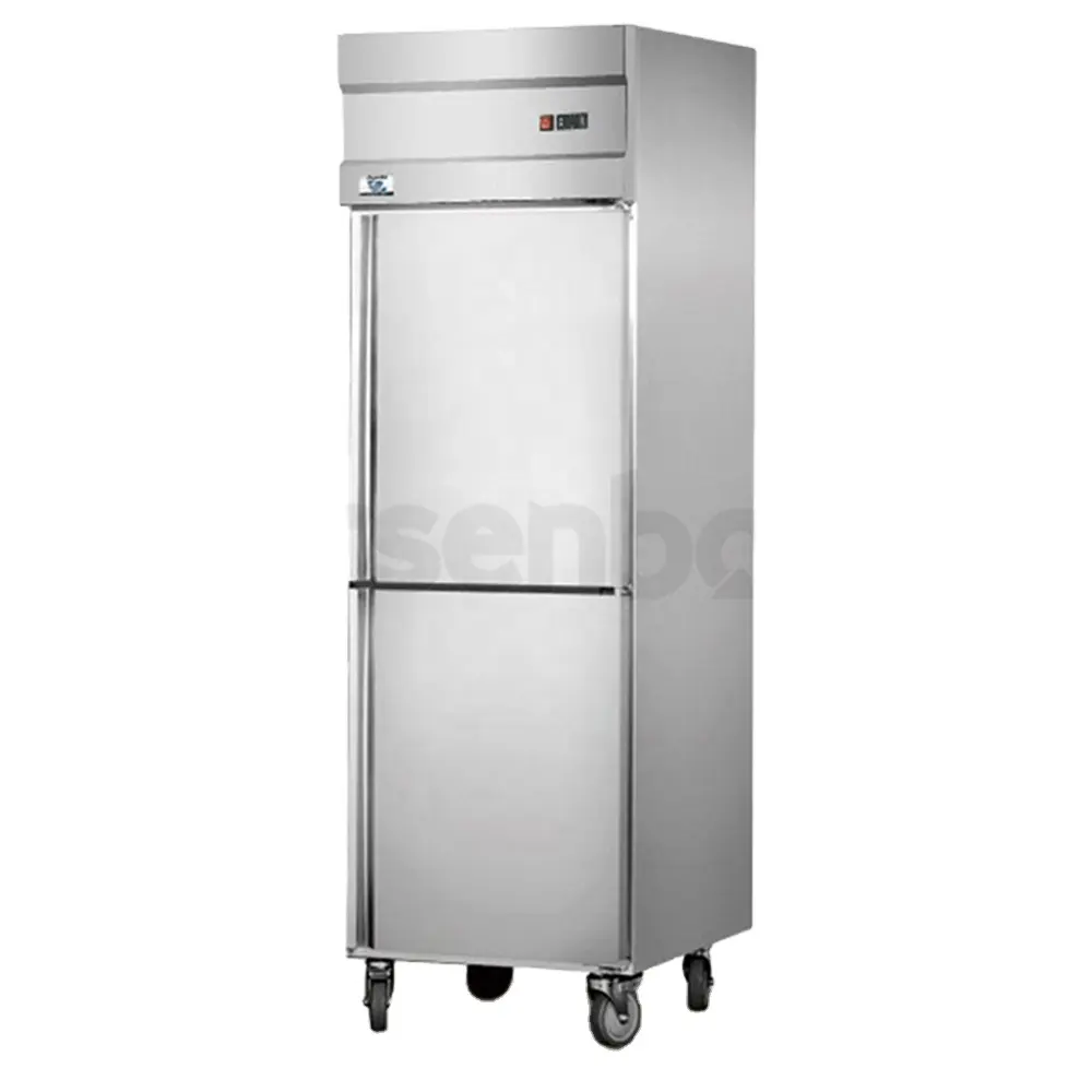 Dos puertas de acero inoxidable vertical nevera-congelador refrigerador Hotel cocina de restaurante