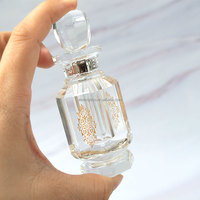 Bouteille de cristal huile d'oud carafe à parfum peinture dorée à la main verre de luxe parfum à rouler