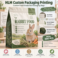 Sacs d'emballage pour aliments pour lapins imprimés sur mesure, fond plat, fermeture éclair, étanches à l'humidité, pochette pour aliments pour animaux de compagnie, pour l'emballage d'aliments secs pour chiens et chats