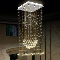 Lustre carré LED en cristal pour vente en gros transfrontalière, style moderne et minimaliste, lampe de plafond pour salon, style duplex et loft, corps argenté