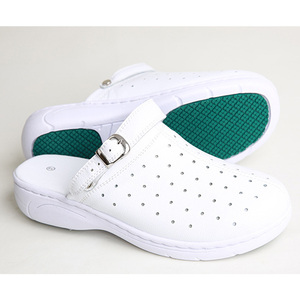 BY5212-1 Scarpe Antinfortunistiche Leggere Antiscivolo Bianche da Ospedale, Sandali Bianchi da Infermiere in Vera Pelle - Product Image 3