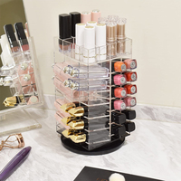 Benutzer definierte luxuriöse Acryl-Arbeits platte Rotating Cosmetic 64 Lipsticks Tower Organizer für den Großhandel