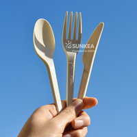 Couverts biodégradables en PLA, vaisselle jetable, cuillère, fourchette, couteau