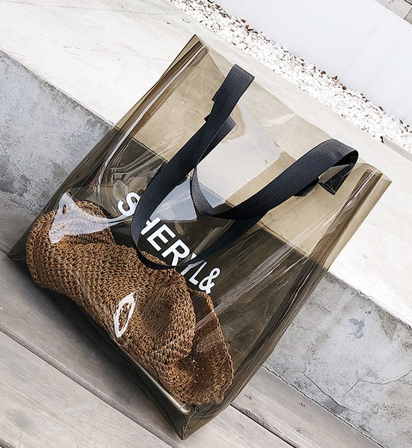 Large Clear Pvc Shopping Bag With Zip Clothing Shoes Underwear Children‘S Clothing