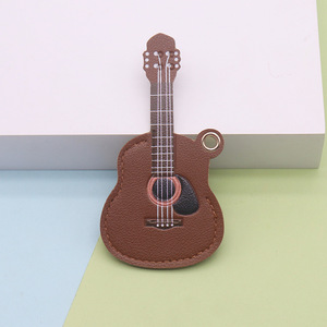 PU Leather Guitar Keychain 10cm Mini Acoustic Guitar Key <b>Ring</b> Bag Charm Pendant Gift for Music Lovers - Product Image 5