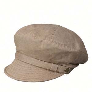 Collection Printemps-Été 2025 – Chapeau Plat Simple et Tendance pour Femme – Béret en Coton et Lin Doux Couleur Unie - Product Image 5