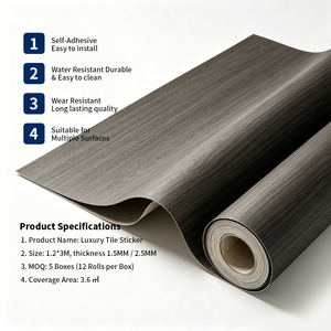 Adesivo Murale di Lusso Effetto <span class=keywords><strong>Legno</strong></span> Marrone, Pannello in Schiuma IXPE EPE Autoadesivo, Impermeabile, Decorativo per Interni - Product Image 3