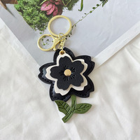 Porte-clés en cuir avec mini carnet, crochet en D, porte-clés personnalisé en cuir pour rouge à lèvres avec miroir