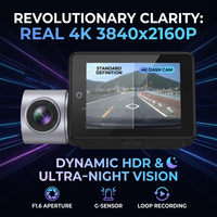 Caméra embarquée 4K double objectif avant et arrière, écran tactile IPS 2,46 pouces, WiFi, GPS, IA, ADAS, BSD, vision nocturne, enregistreur vidéo de voiture