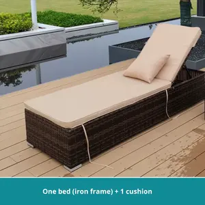 كرسي استلقاء شعبي بإطار من الألومنيوم مصنوع من الراتان الصناعي للحدائق والشرفات وحمامات السباحة - Product Image 6