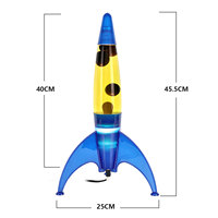 Lampe à lave de 16 pouces, toute nouvelle, style fusée, avec base peinte en orange et noir, en verre, en métal, style rétro, indice de protection IP65