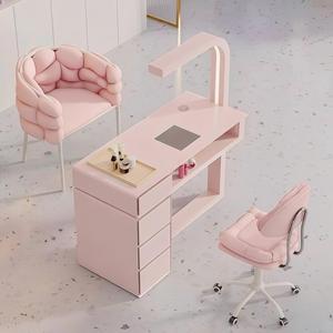 <span class=keywords><strong>Table</strong></span> de Manucure Ergonomique Rose Luxe Léger au Design Moderne, Facile à Nettoyer, avec Meuble de Rangement Latéral et Grande Surface de Travail - Product Image 5