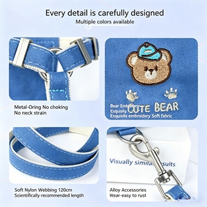 Harnais pour chiot personnalisable avec laisse et sac de rangement, gilet confortable réglable pour chiens de petite et moyenne taille - Product Image 5