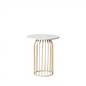 Modern <b>Metal</b> Wire Base <b>Coffee</b> <b>Table</b> <b>Round</b> Marble Top Durable Finish High Quality <b>Tables</b> For home Furniture Accessory Wholesale - Product Image 1