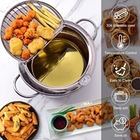 Mini friteuse à huile avec thermomètre - Outil de cuisine multifonctionnel pour la cuisine à domicile, idéal pour faire frire des pommes de terre, du poisson et des légumes