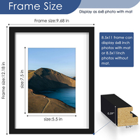 HOMCO 8.5 X 11 Bingkai Foto Hitam Set 6 Bingkai untuk Memajang Foto 6x8 dengan Alas 8.5 X 11 Bingkai Foto untuk Dekorasi Dinding