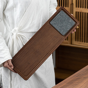 Bamboo Tea Tray Household Tea Set Drainage Water Storage Dual Use Japanese Minimalist Style Flat <b>Mats</b> Pads - Product Image 3