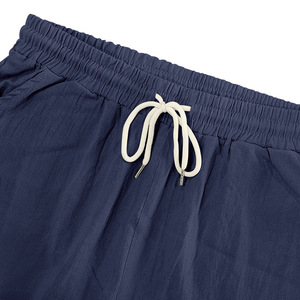 Men's Navy Blue Cargo Shorts Drawstring Elastic Waist Quick Dry Bermuda Length Casual Pocket Design - Product Image 3